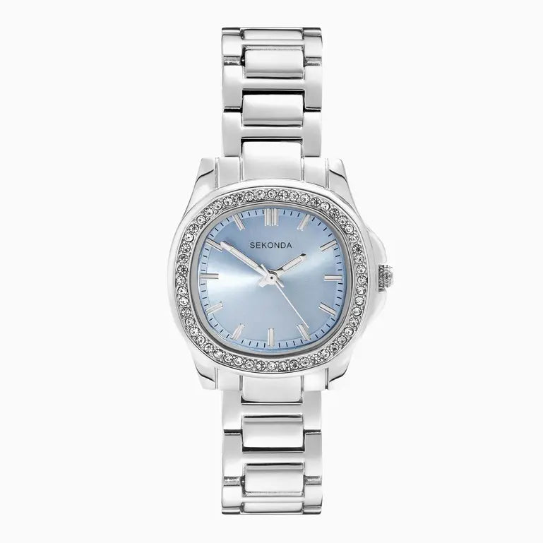 Sekonda Octaire Ladies Watch | Silver Alloy Case & Stainless Steel Bracelet with Blue Dial
