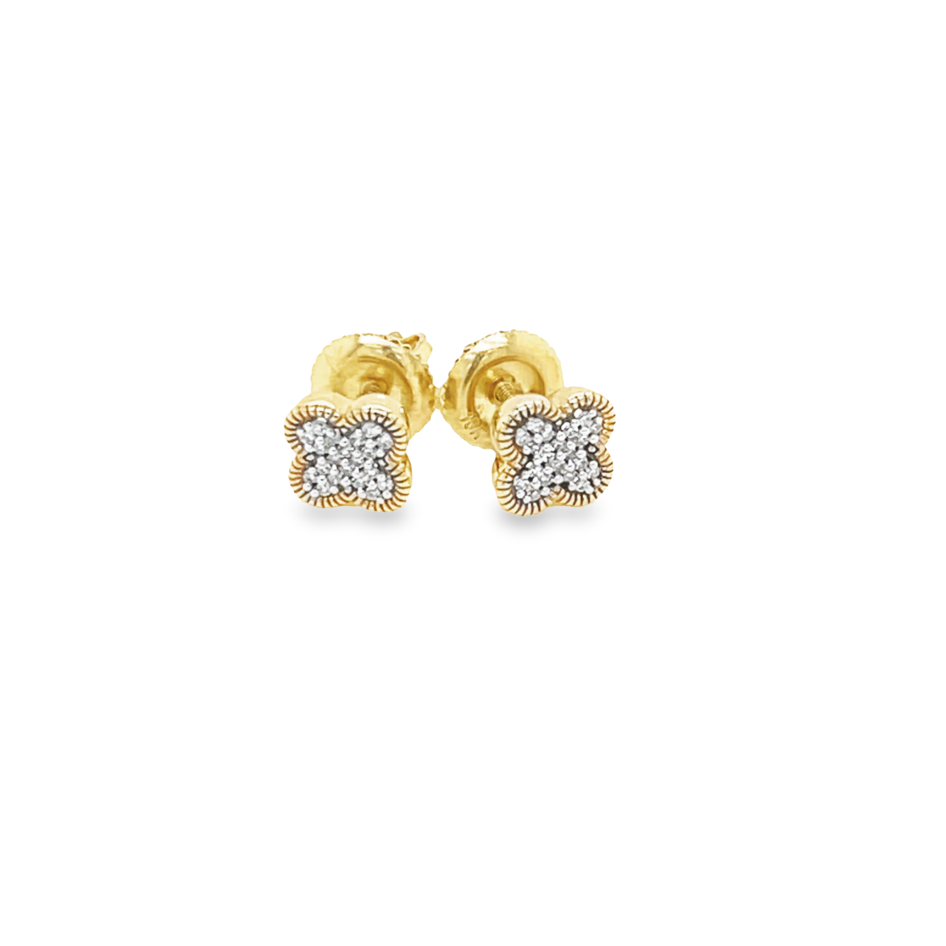 10ct Yellow Gold Flower Diamond 0.08ct Stud Earrings