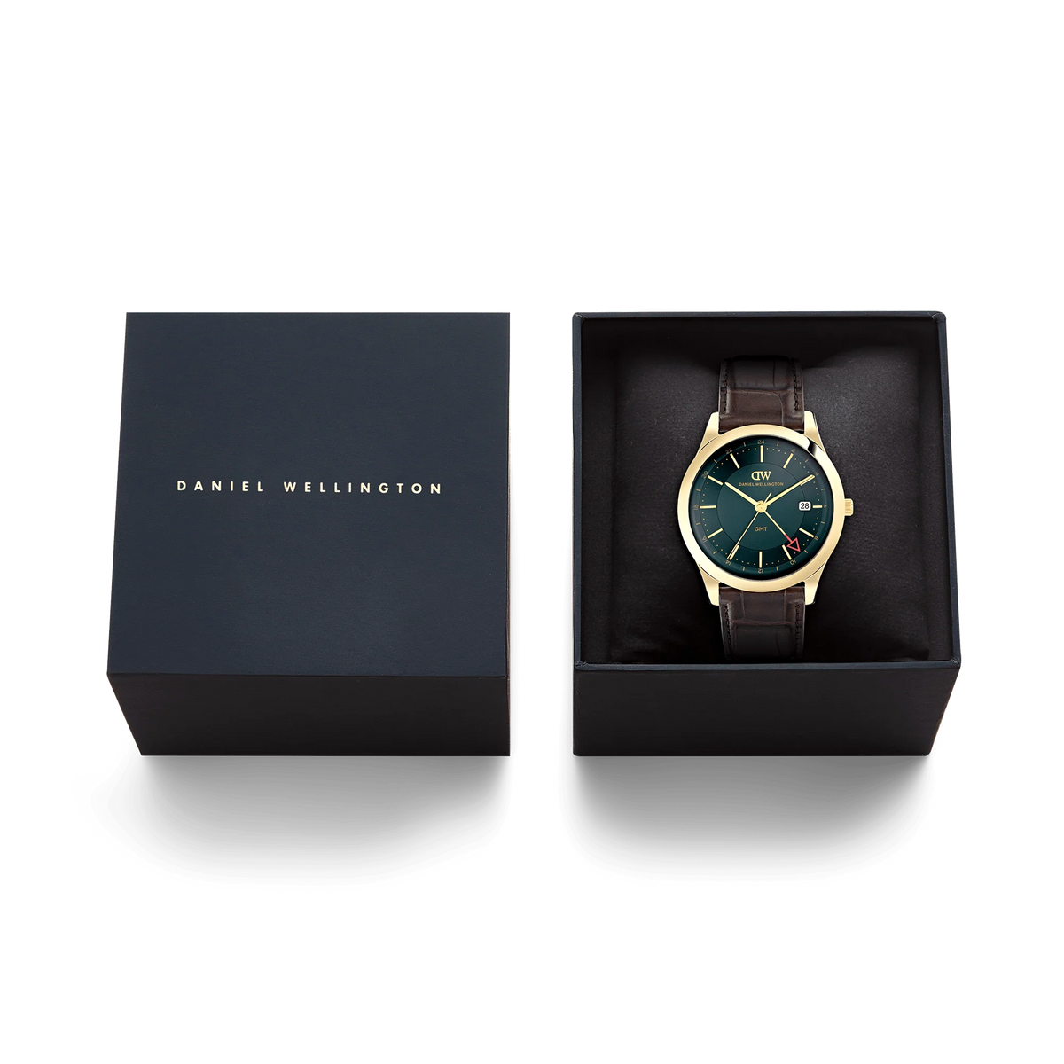 Daniel Wellington Pathfinder GMT Brown-Croc Green Gold
