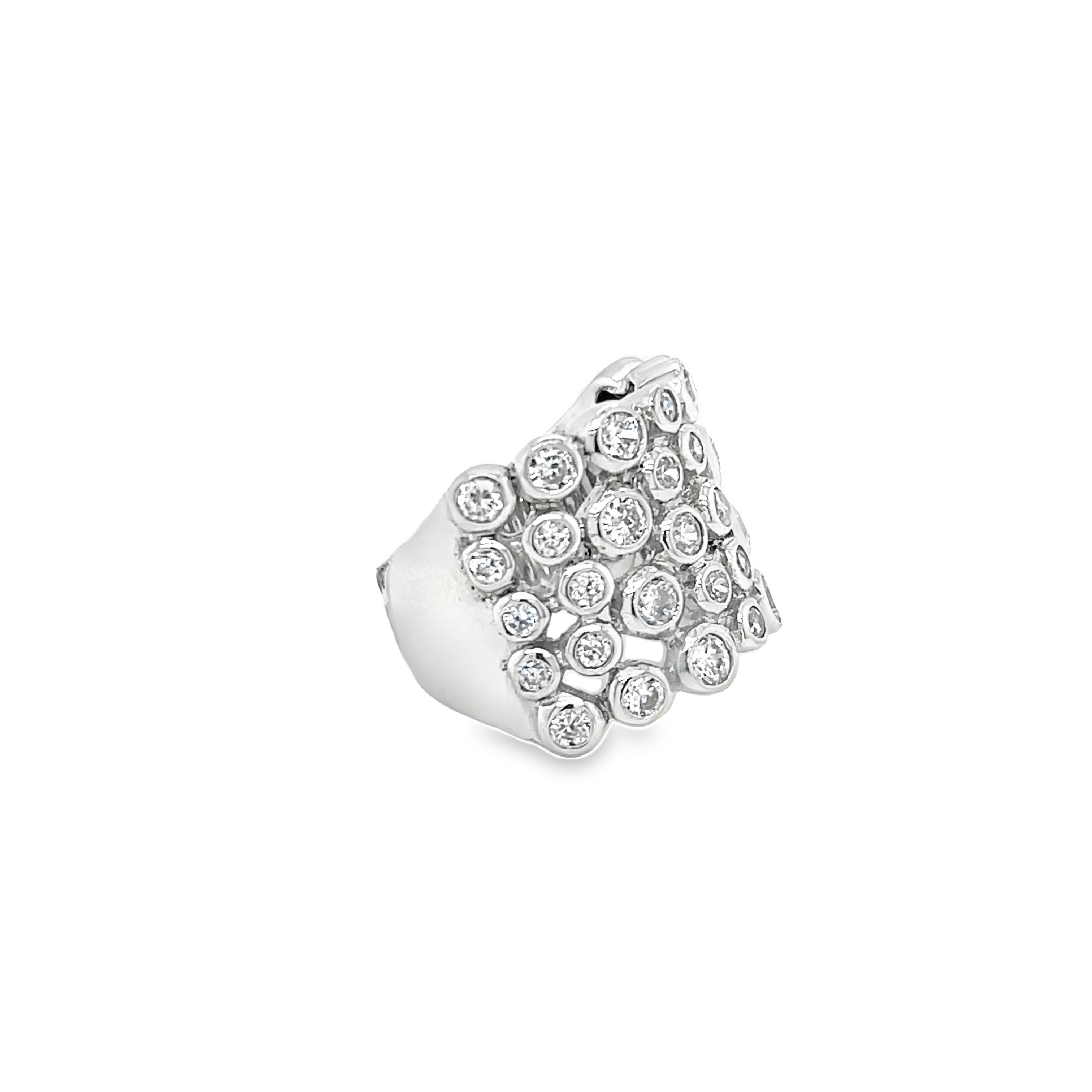 Sterling Silver Bezel Set Cubic Zirconia Cluster Dress Ring