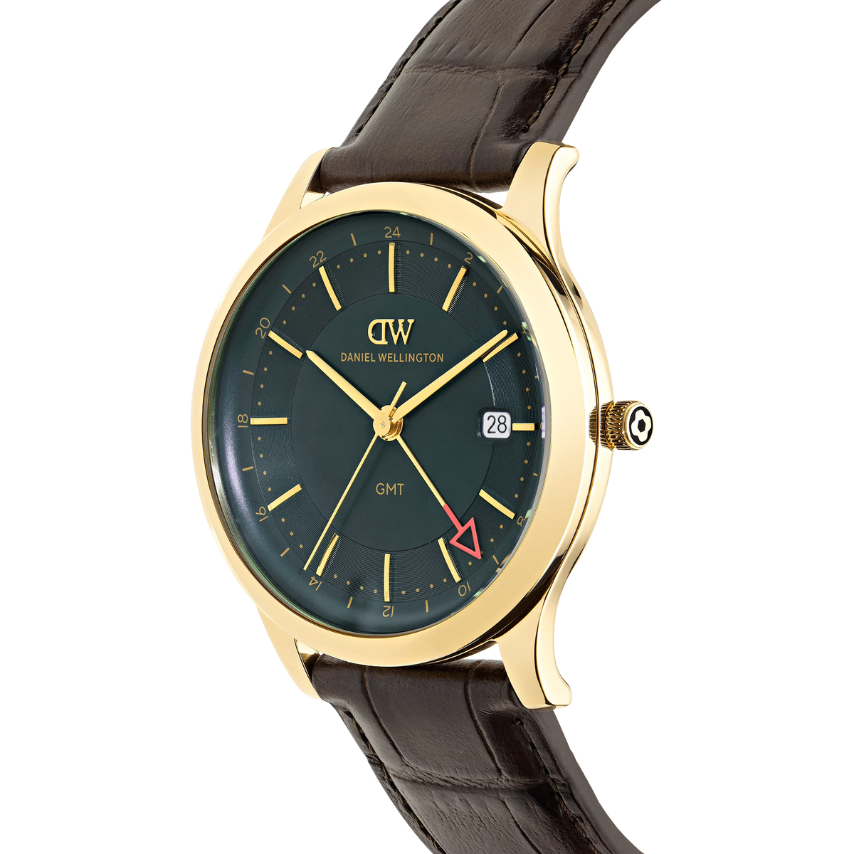 Daniel Wellington Pathfinder GMT Brown-Croc Green Gold
