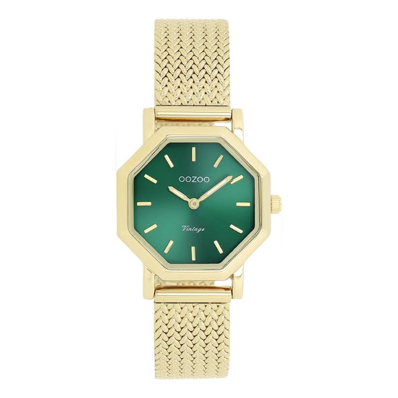 Oozoo Gold Hexag Gold/green watch 28 x 28mm