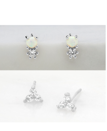 Zafino Opal Ivy stud set - Silver