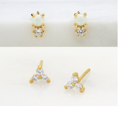 Zafino Opal Ivy Stud Set Gold