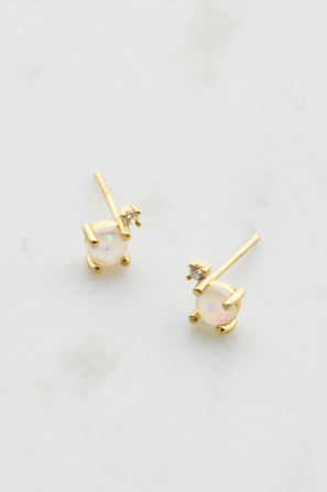 Zafino White Opal & Crystal Stud