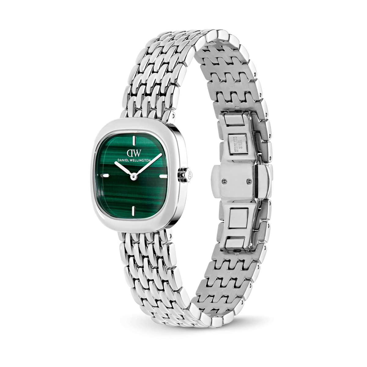 Daniel Wellington Corta Malachite Grain-Link Silver