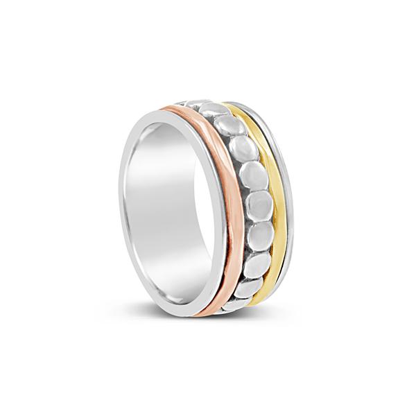 Sterling Silver, Brass and Copper Spinner Ring