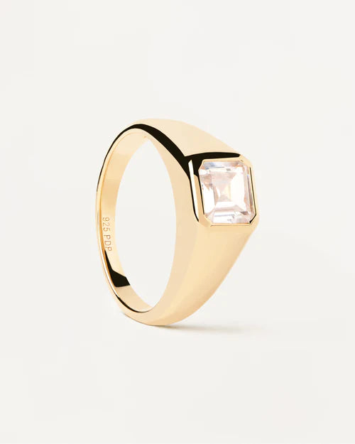 PdPaola Gold Square Shimmer Stamp Ring