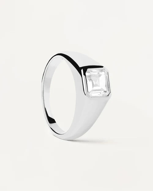 PdPaola Silver Square Shimmer Stamp Ring