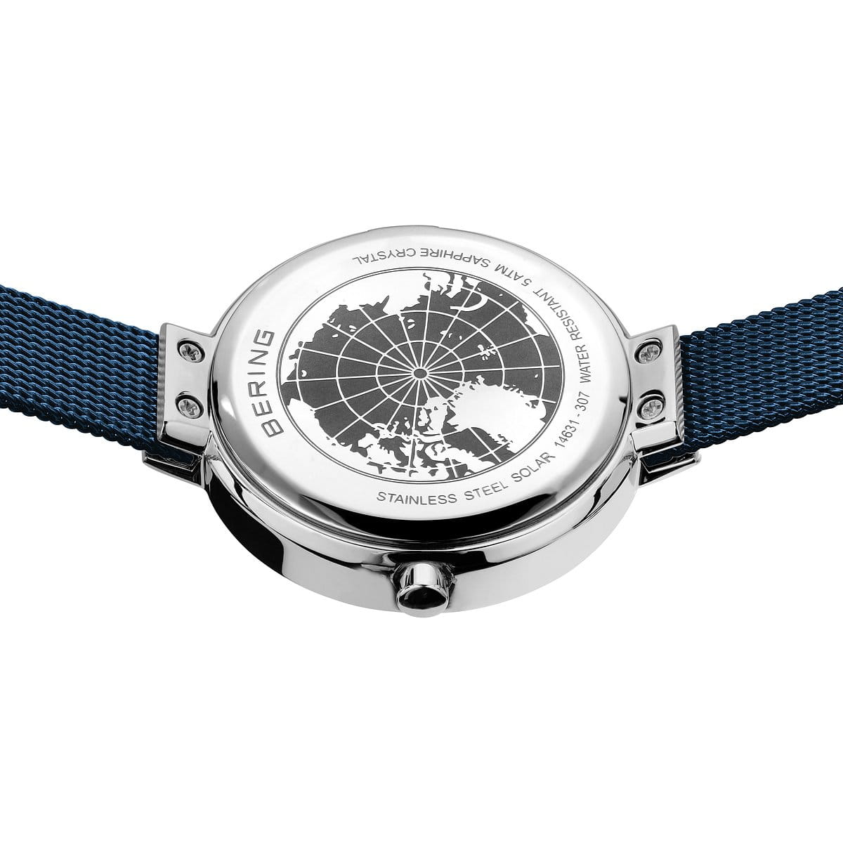 Bering Solar Polished Silver and Blue 31mm Watch