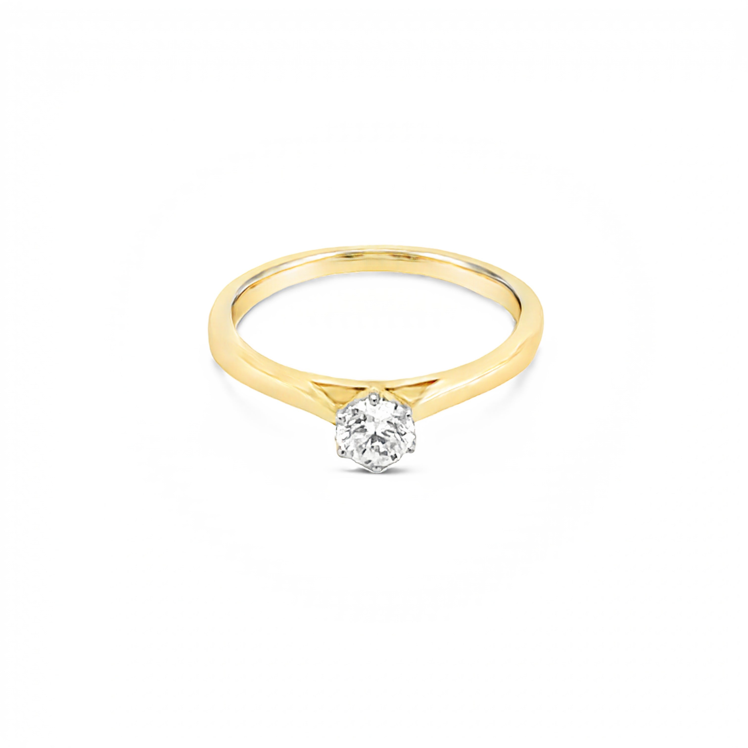 9ct Yellow Gold 0.33ct Six Claw Round Brilliant Cut Solitaire