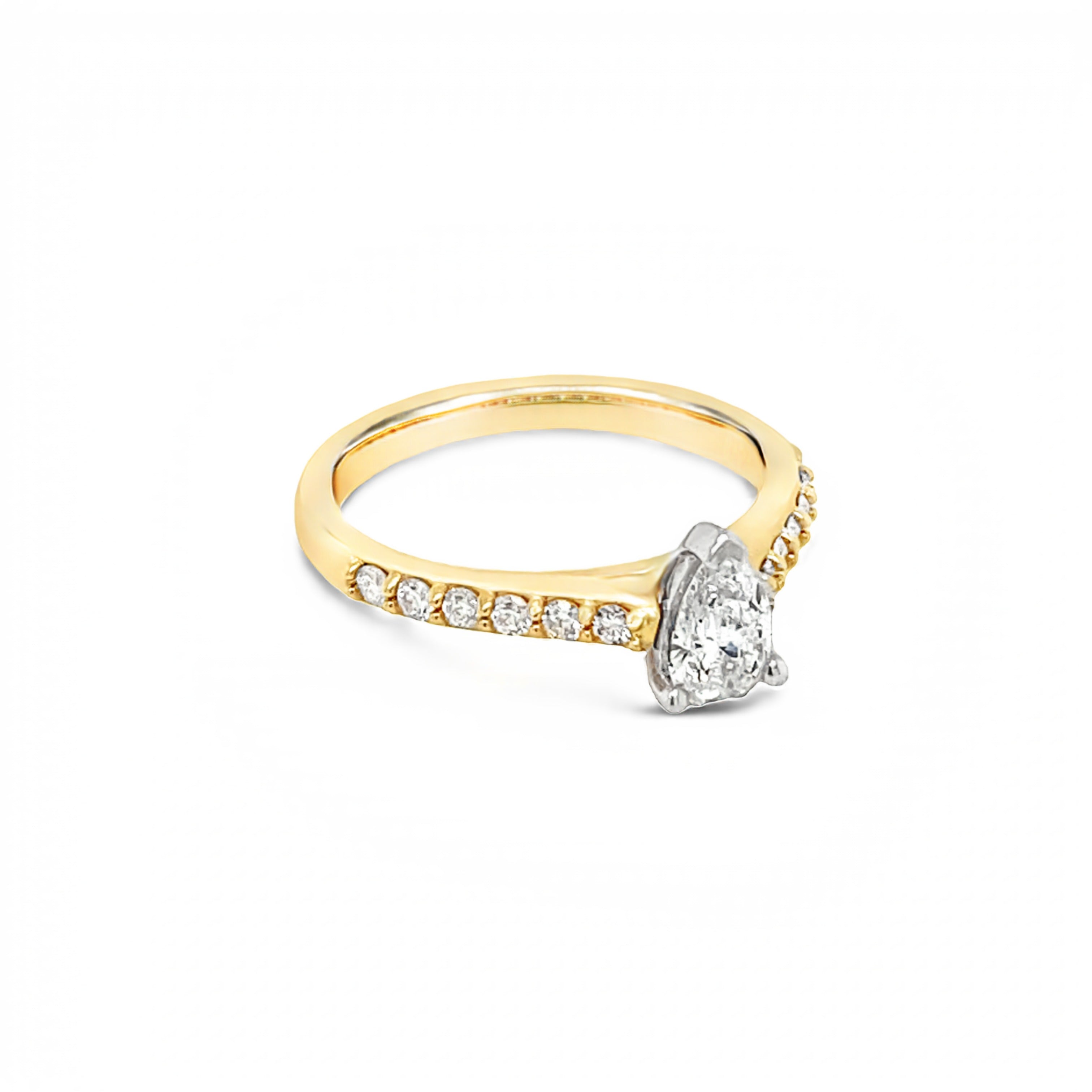 18ct Yellow Gold Claw Set Pear Cut Diamond Ring