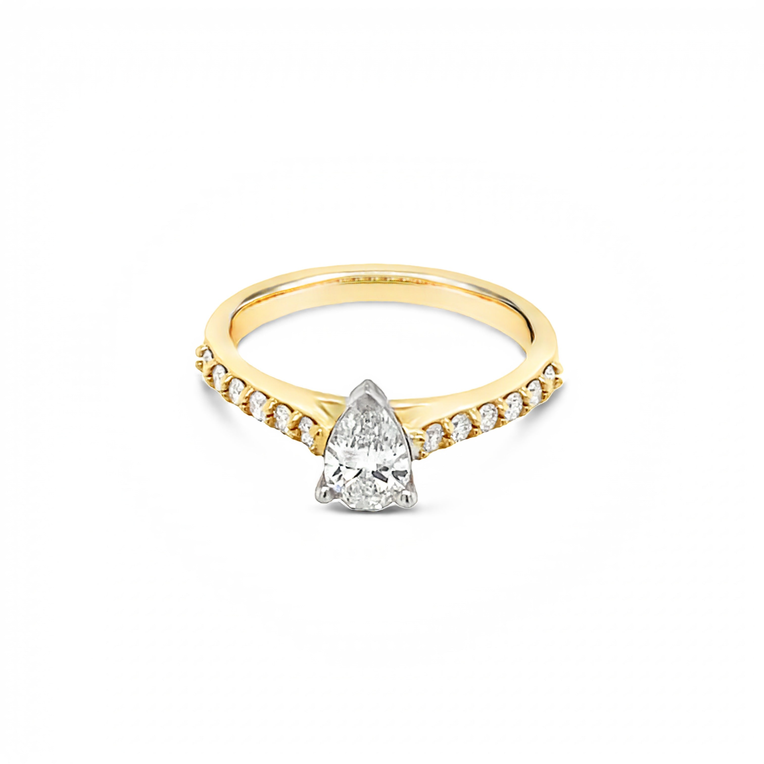 18ct Yellow Gold Claw Set Pear Cut Diamond Ring