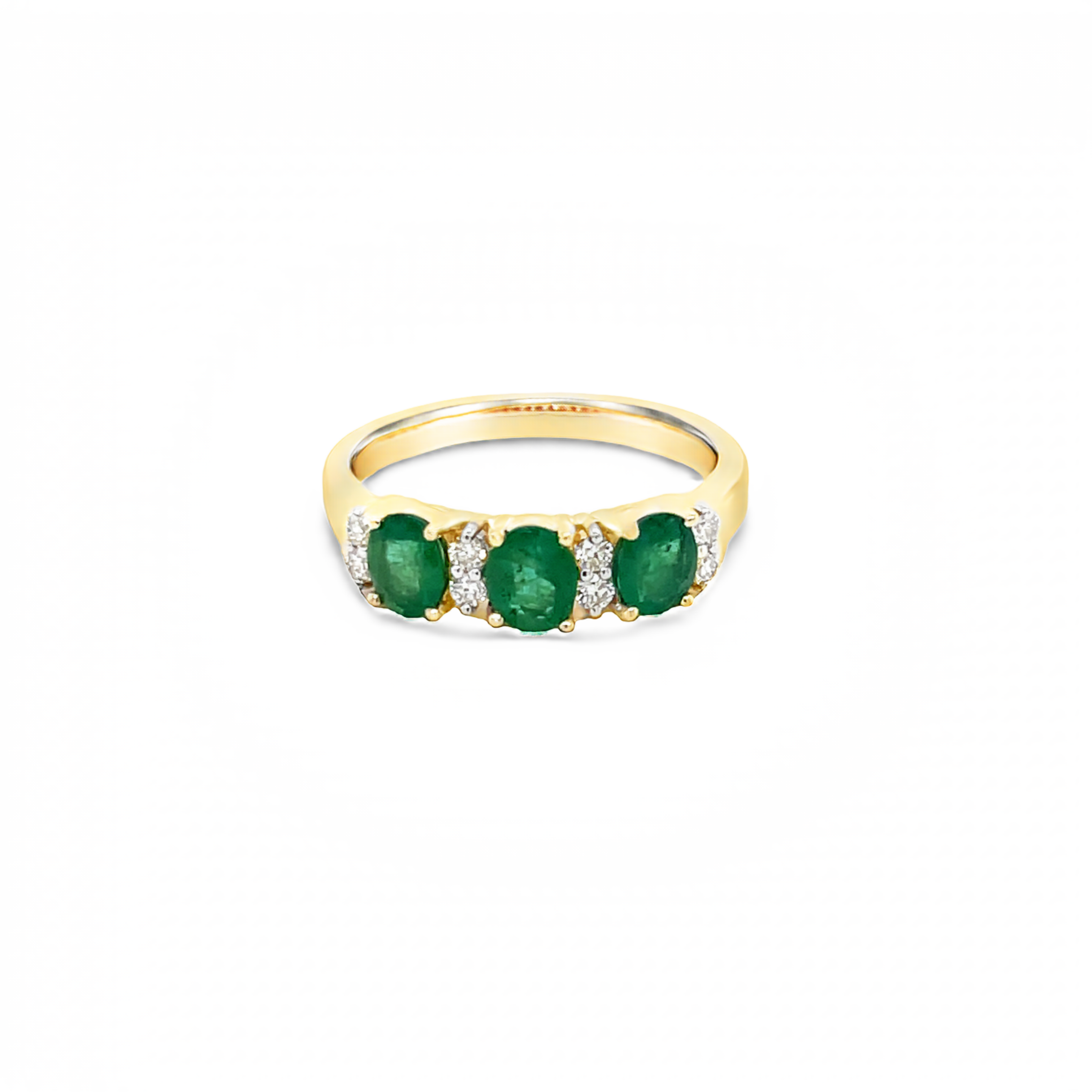 Yellow Gold Oval Emerald and Diamond Ring