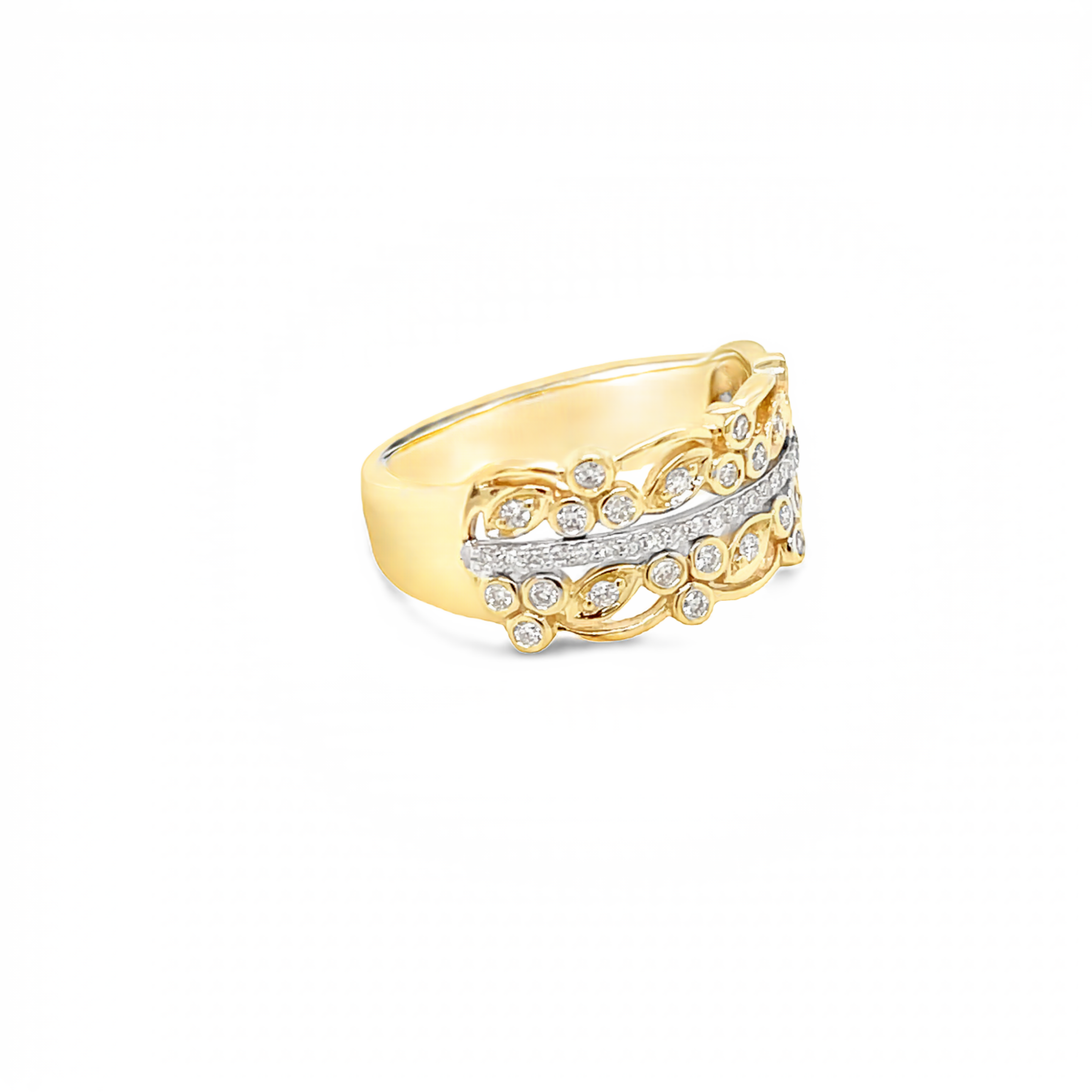 Yellow and White Gold Diamond Dress Ring
