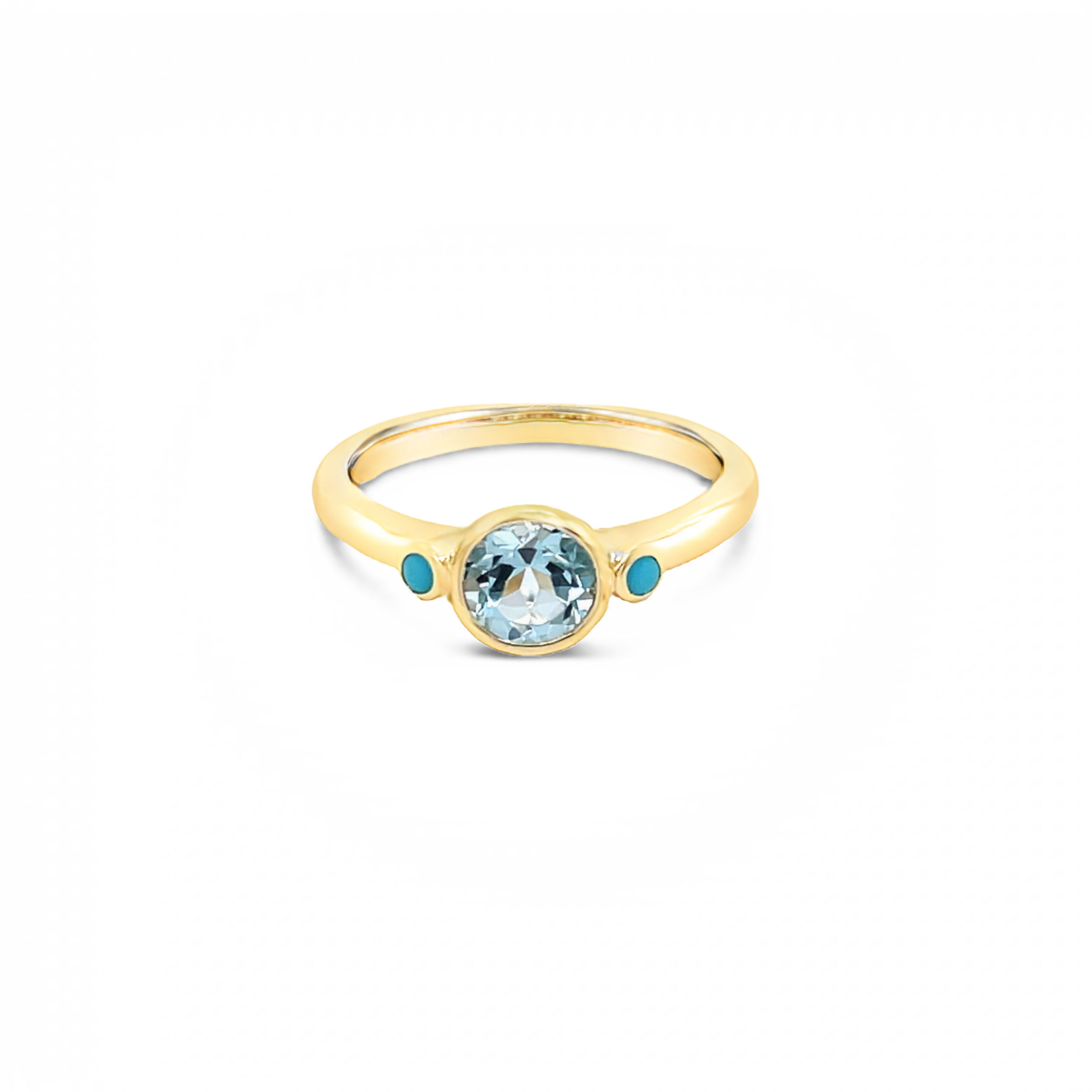 9ct Yellow Gold Topaz and Turquoise Ring
