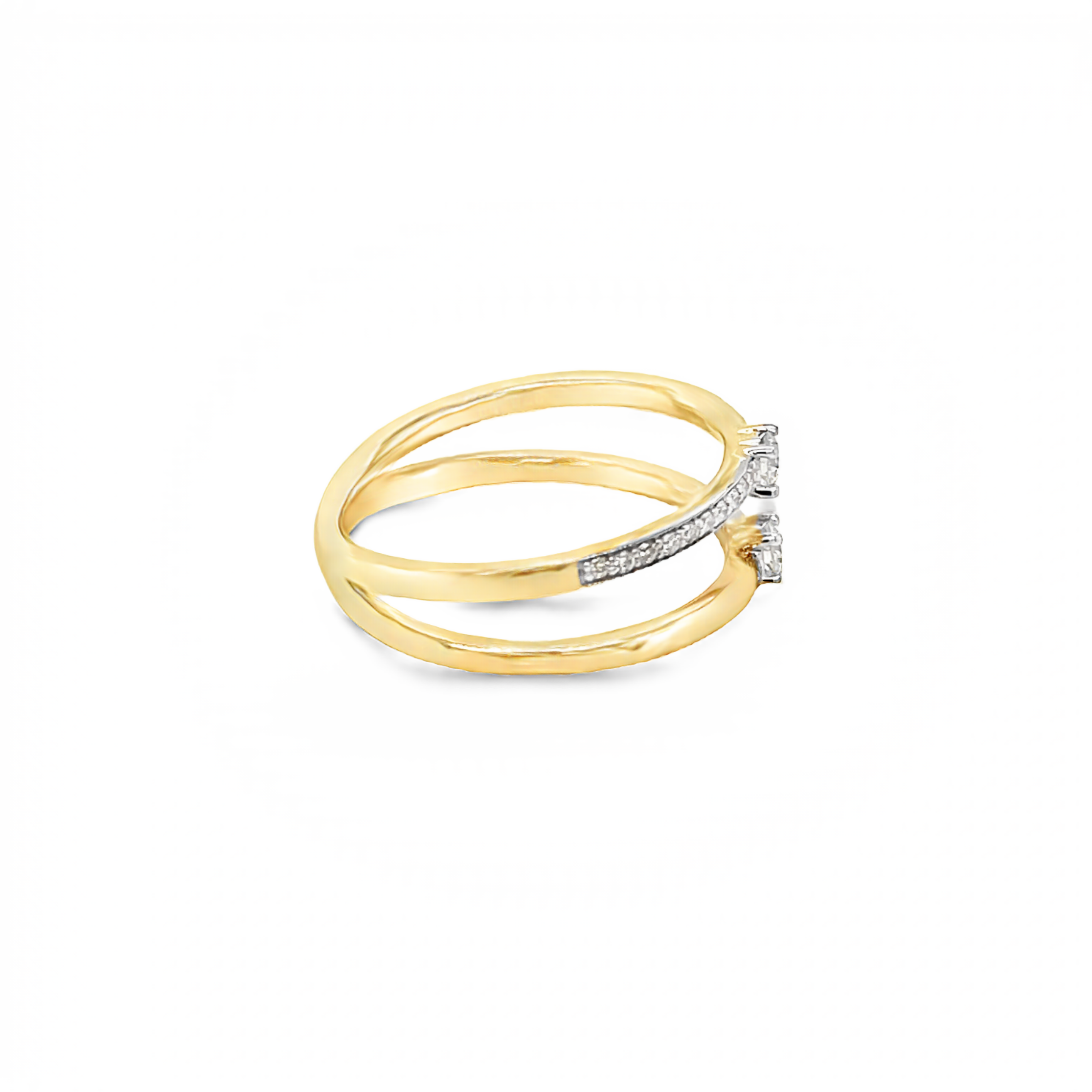 9ct Yellow Gold Double Band Diamond Ring