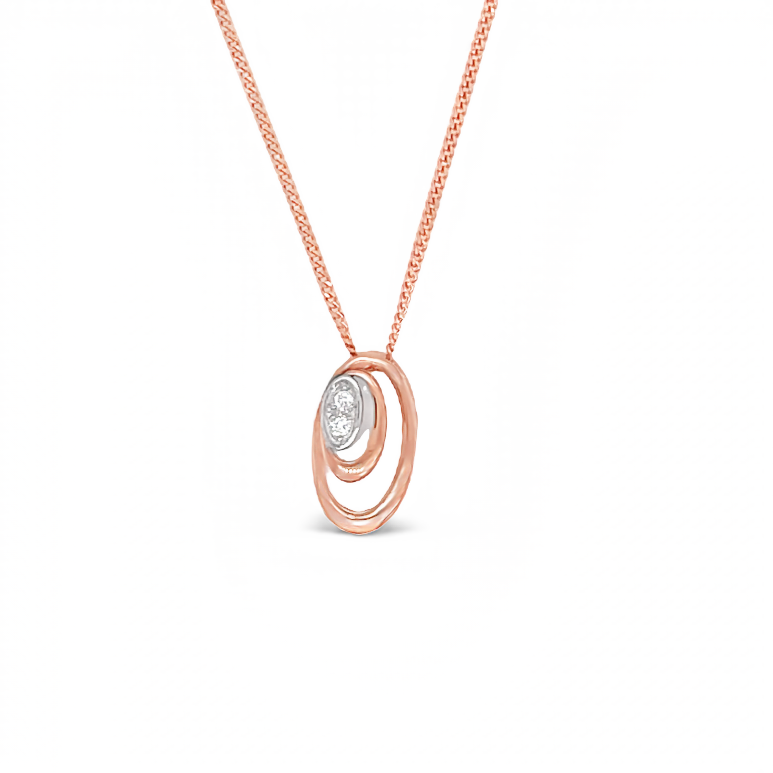 9ct Rose Gold Diamond Pendant and Chain