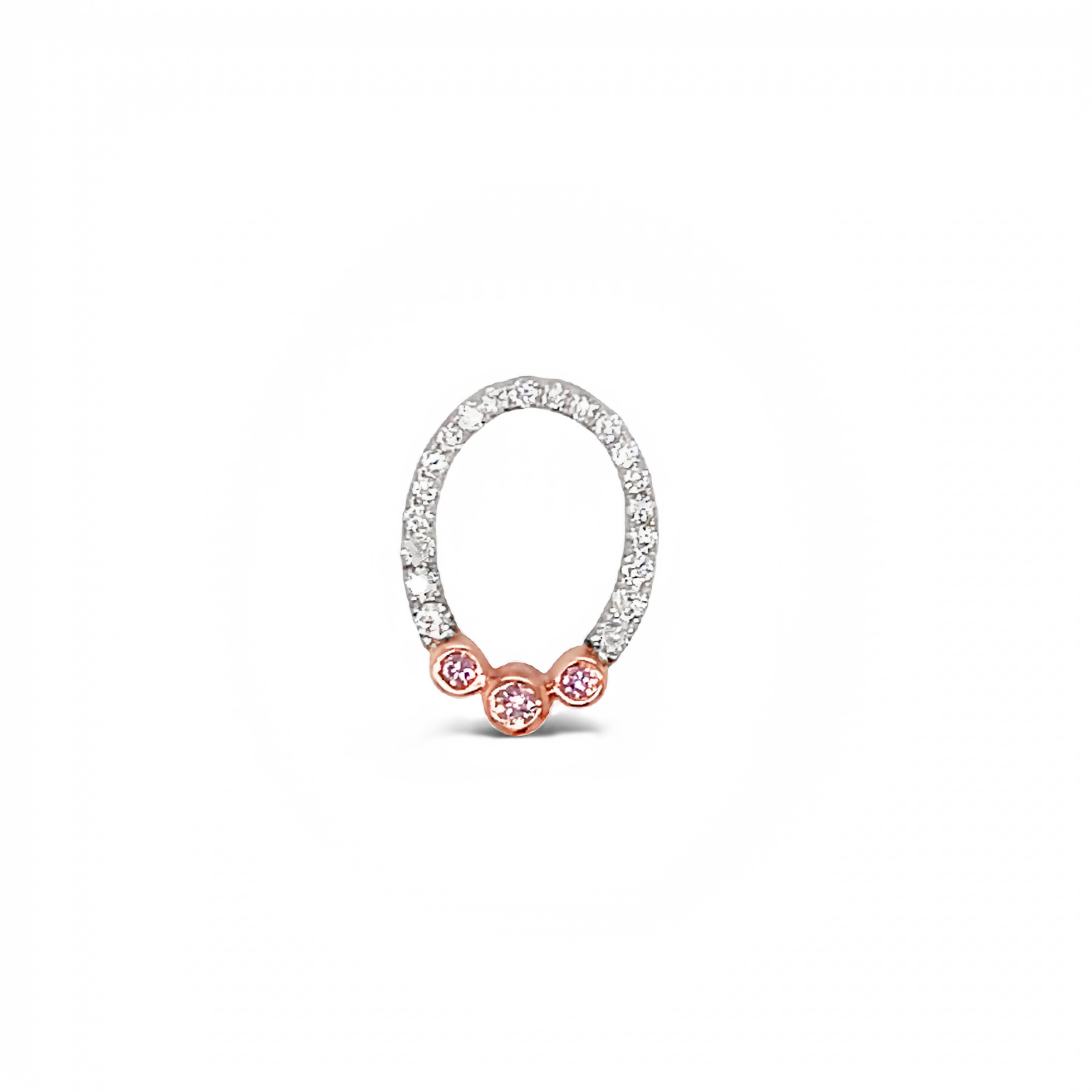 18ct Two Tone Pink and White Diamond Oval Pendant