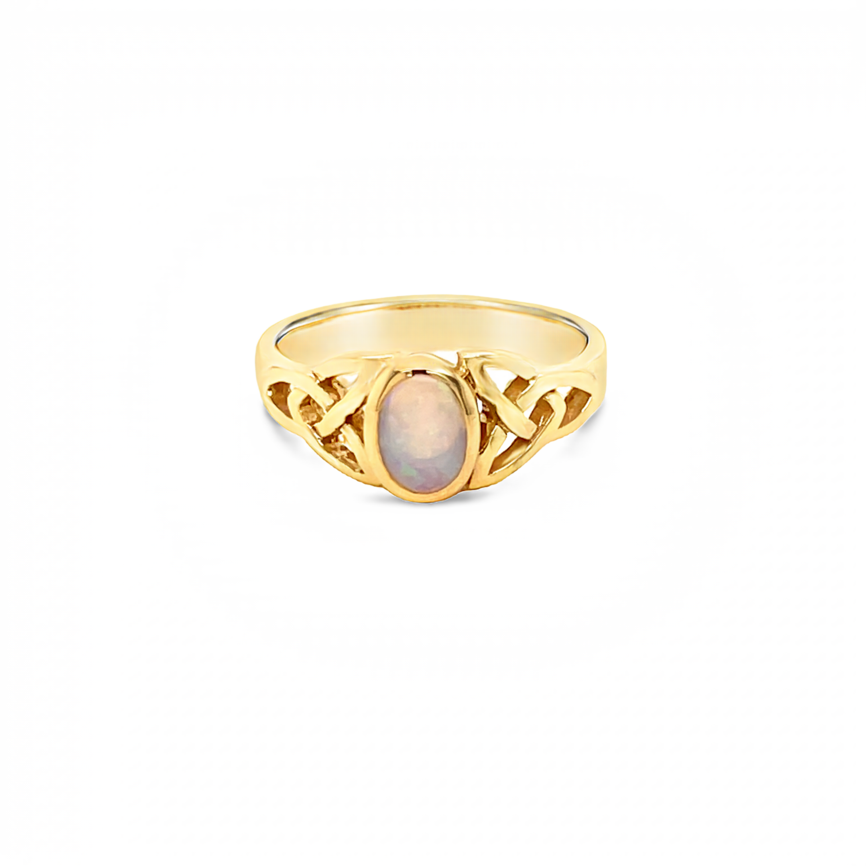 9ct Yellow Gold Solid Filagree Opal Ring