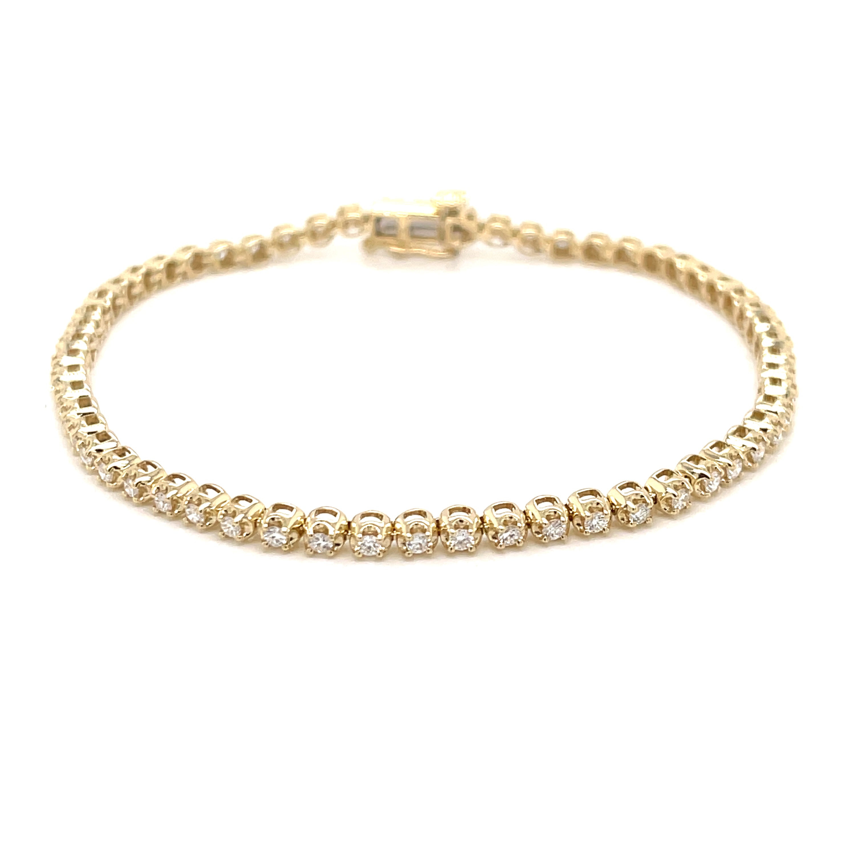 9ct yellow Gold 1ct Lab Grown Claw Set Diamond Tennis Bracelet