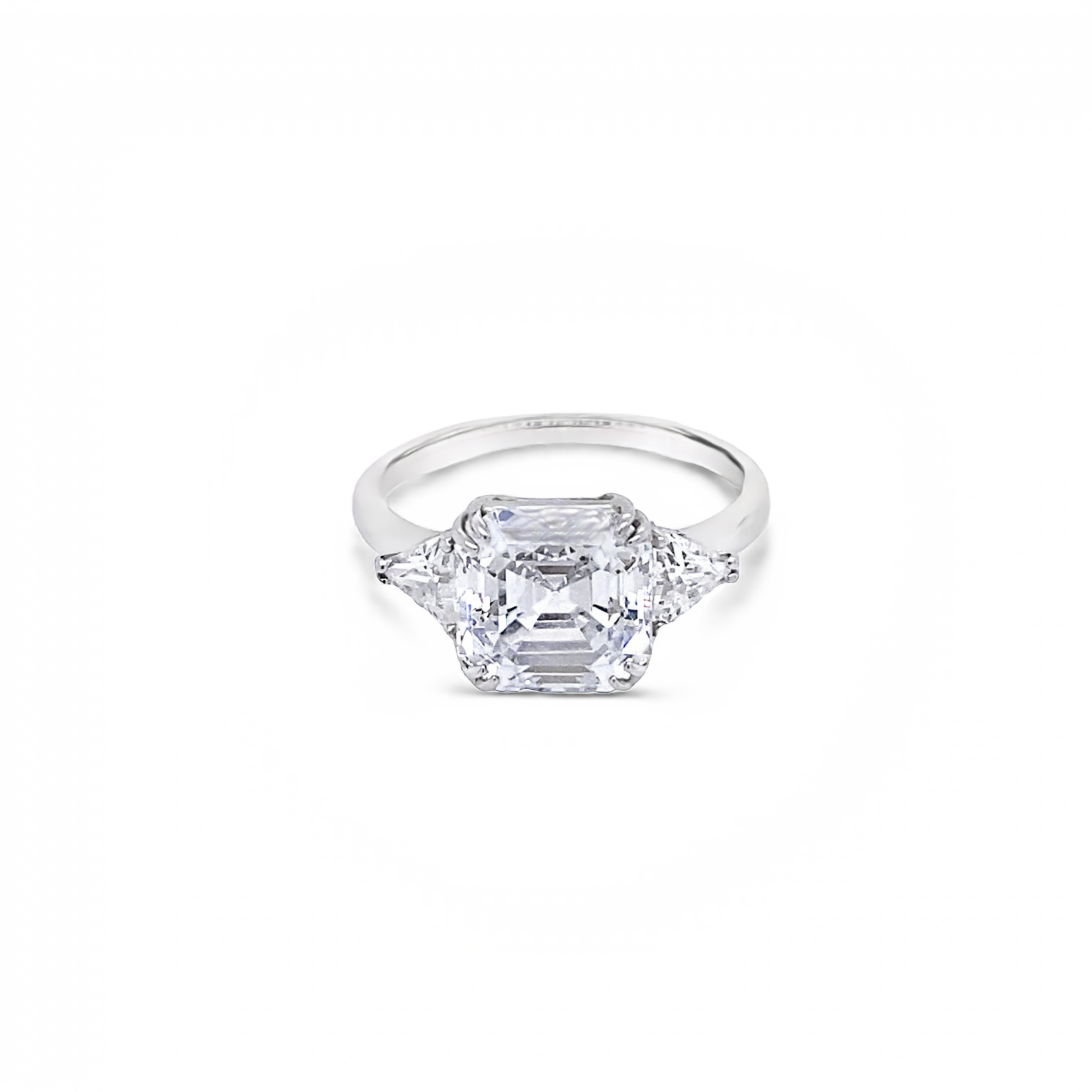 9ct White gold Asscher and Trillion Cut Ring