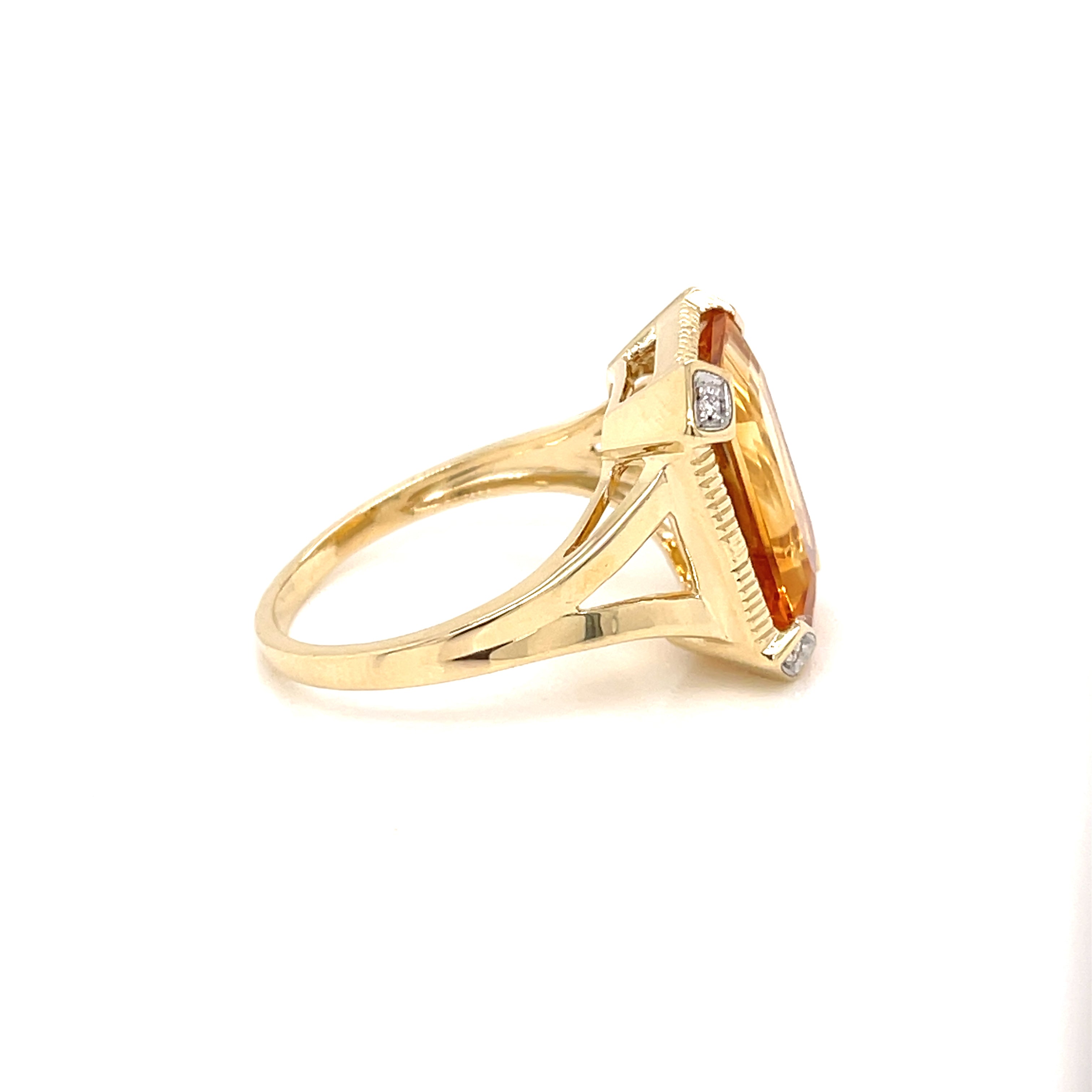 9ct Yellow Gold Citrine and Diamond Cocktail Ring