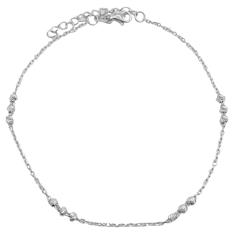 Sterling Silver Diamond Cut Ball Anklet