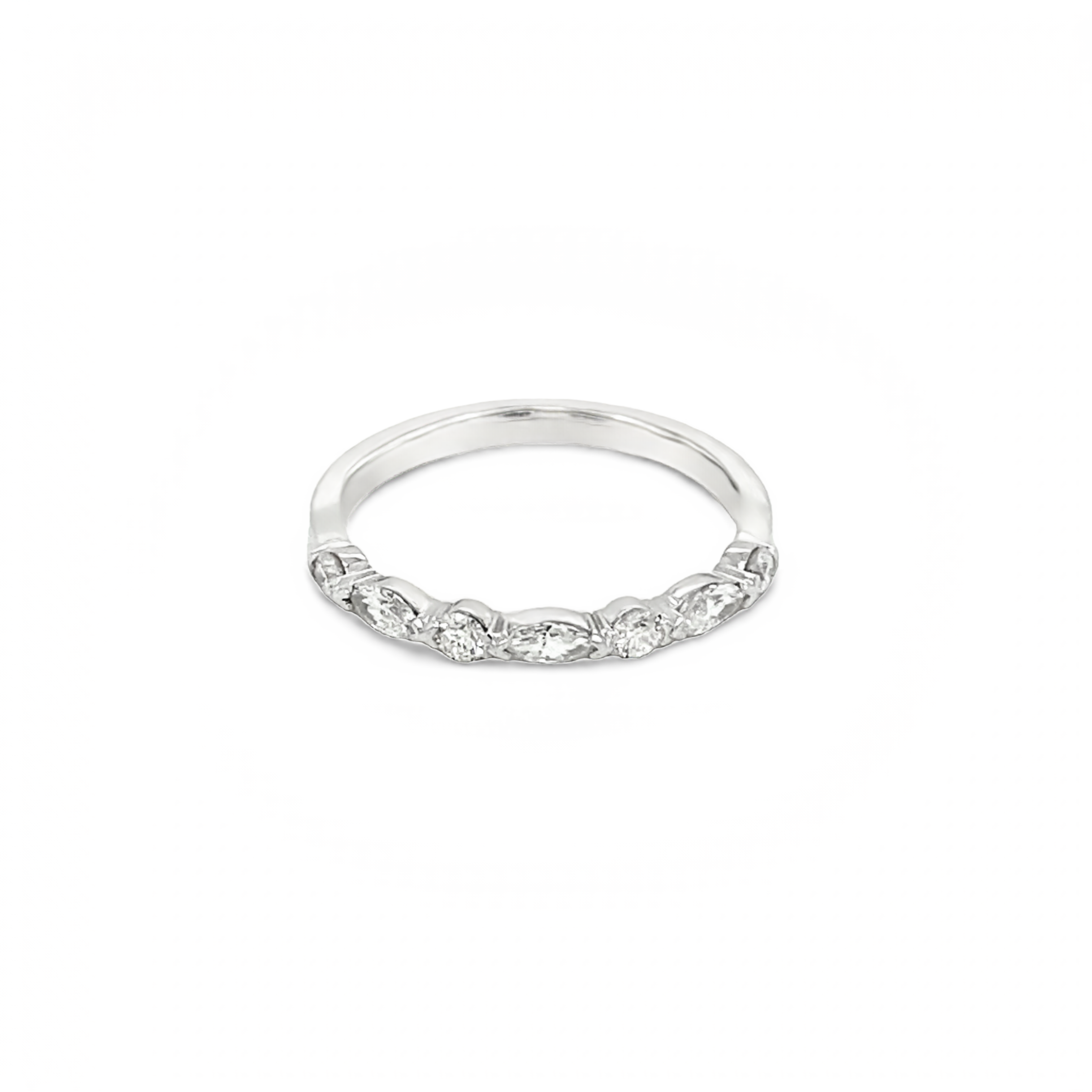 18ct White Gold Marquise and Round Brilliant Cut 0.34ct Diamond Wedder