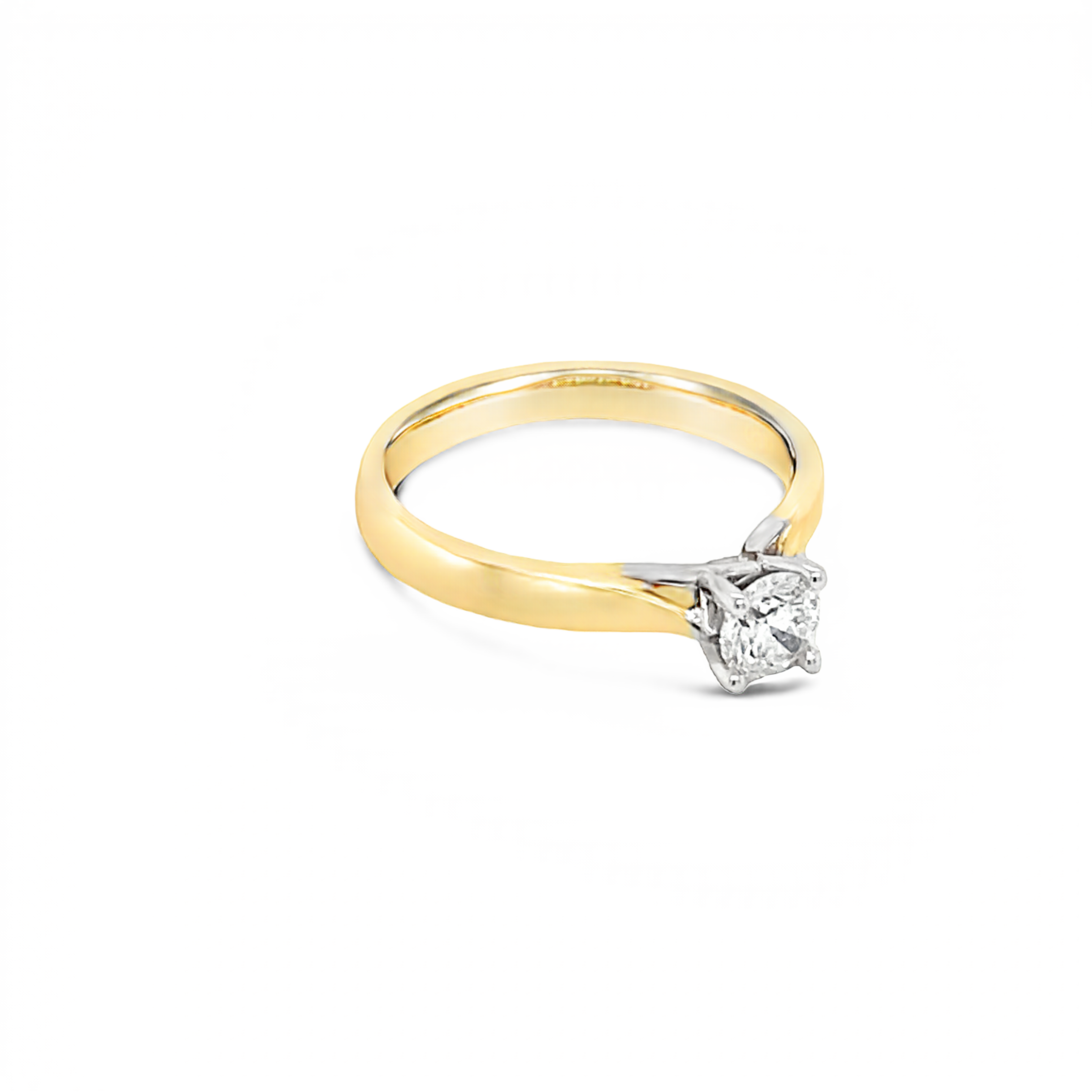18ct Two Tone Yellow and White Gold Solitaire 0.40ct Diamond Ring