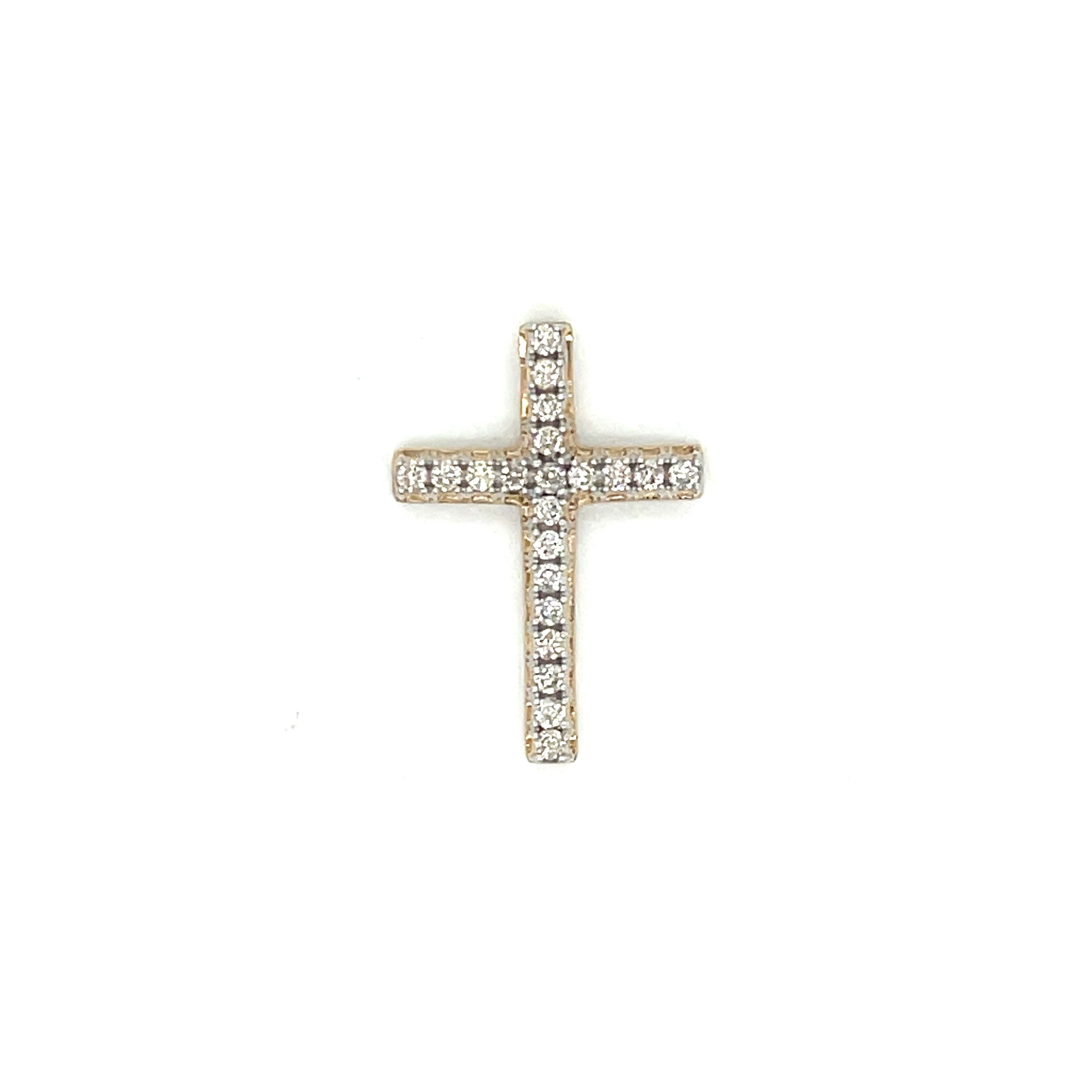 9ct Yellow Gold Claw Set Diamond Cross Slider Pendant