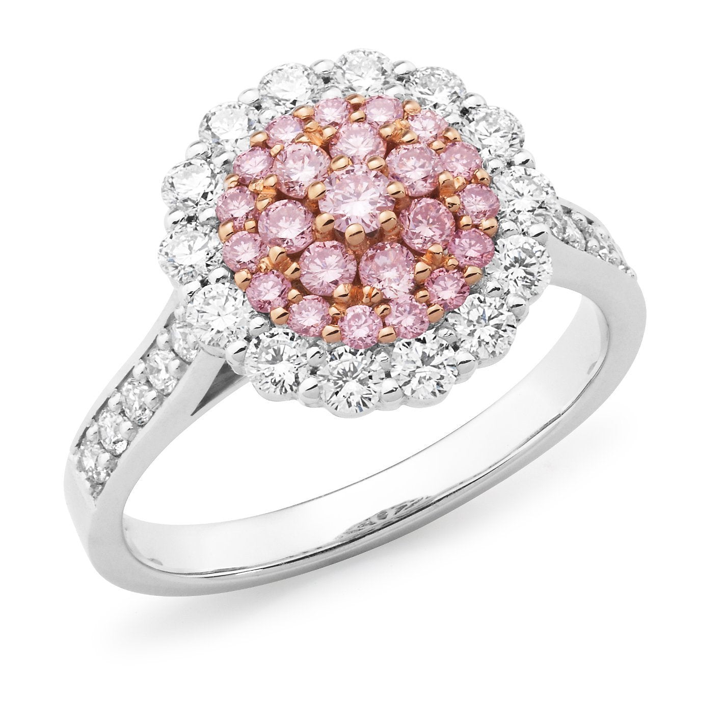 PINK CAVIAR 0.90ct Pink Diamond Ring in 18ct White & Rose Gold