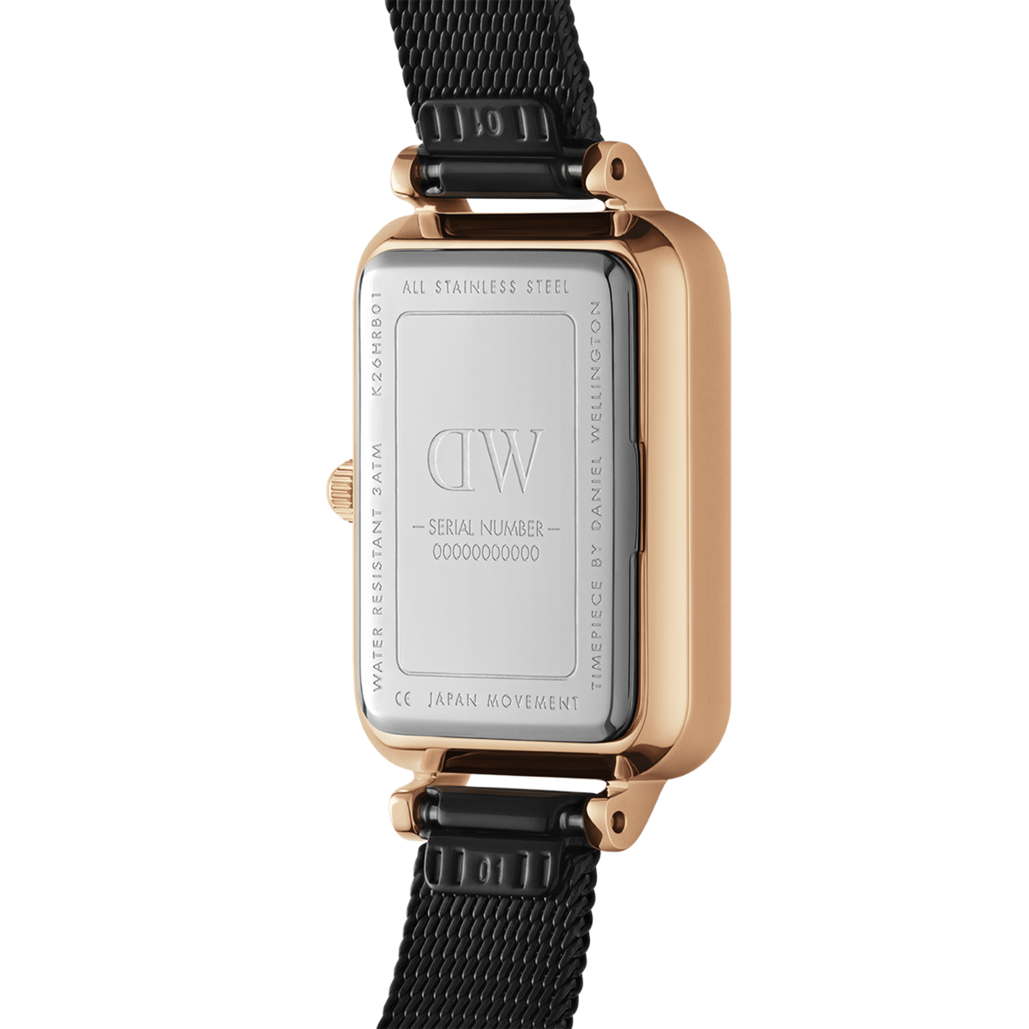 Daniel Wellington Quadro 20X26 Pressed Ashfield Rose Gold & Black Watch