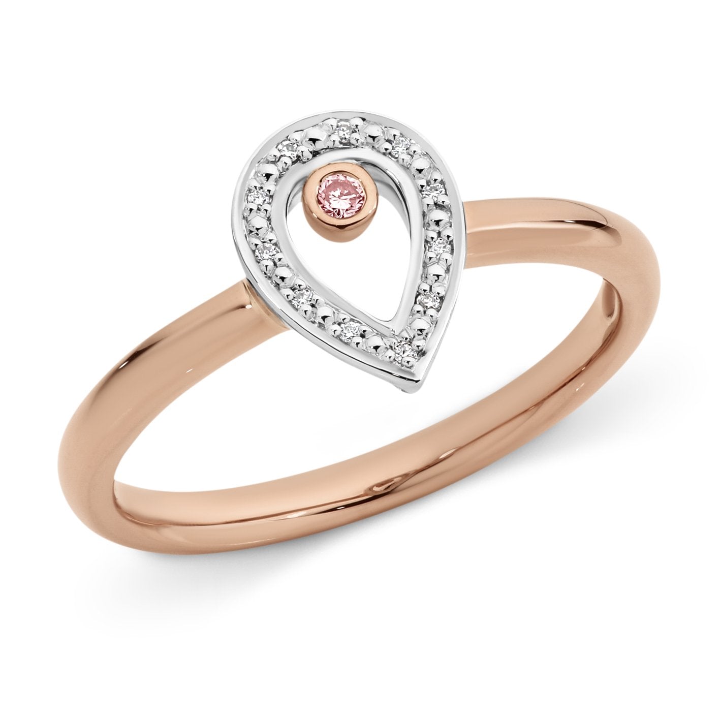 PINK CAVIAR 0.037ct Pink Diamond Ring in 9ct Rose & White Gold