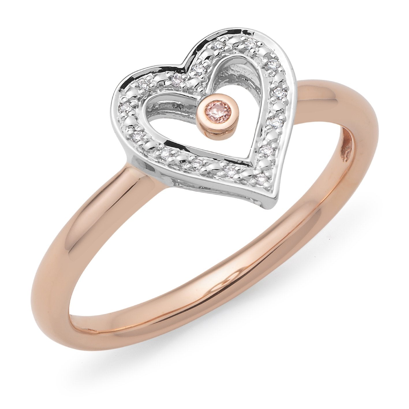 PINK CAVIAR 0.01ct Pink Diamond Ring in 9ct Rose & White Gold