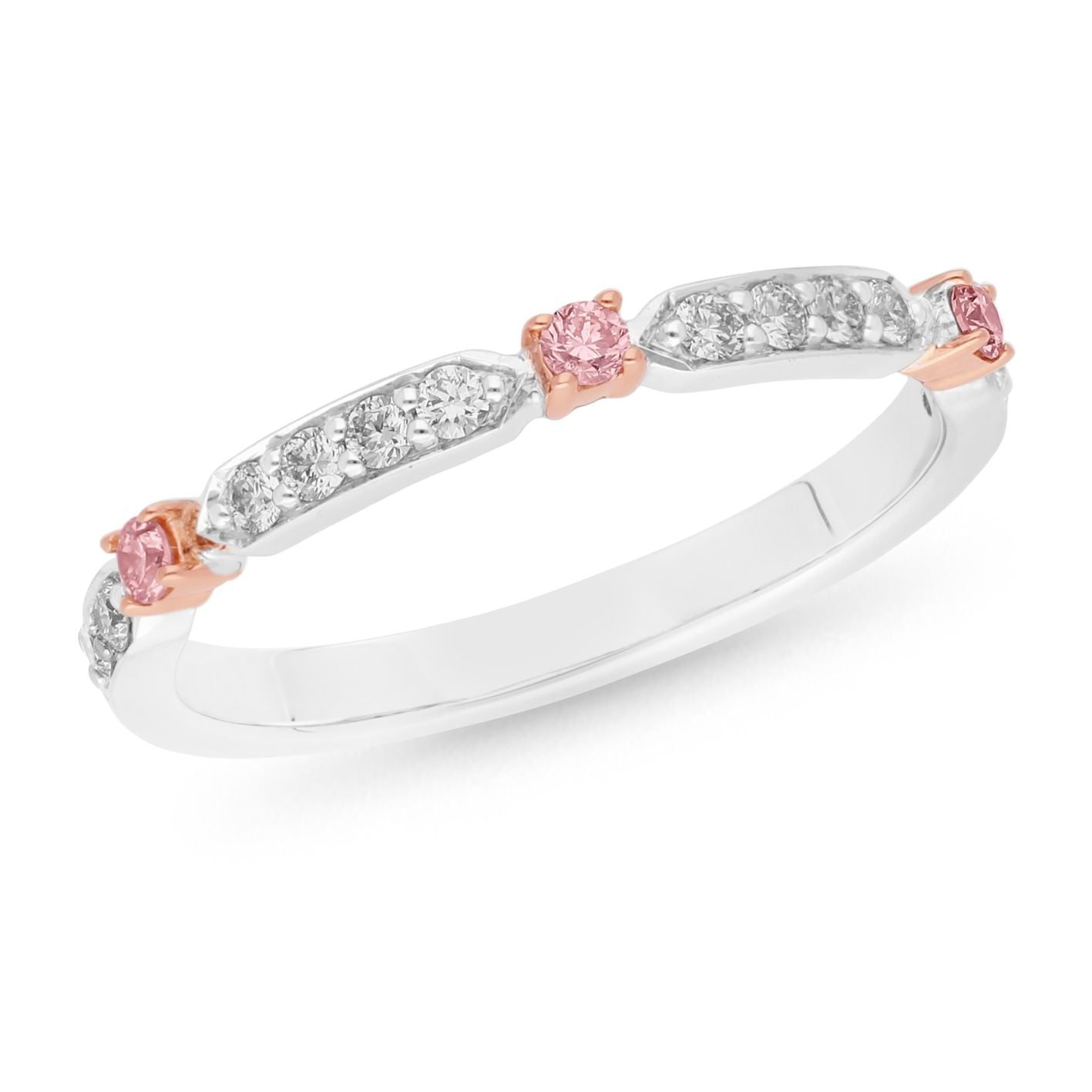 18ct Two Tone Pink and White Diamond ring
