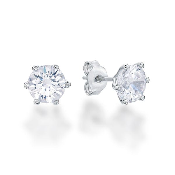 Sterling Silver 5mm Round 6 Claw Set Cz Stud Earrings