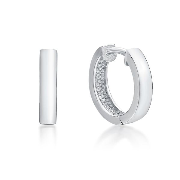 Sterling Silver 14.5mm Plain Huggie Earrings