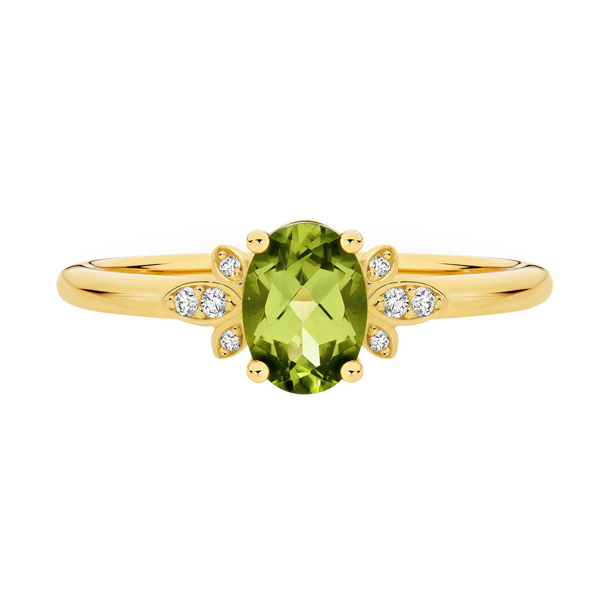 18ct Yellow Gold Peridot & Diamond Ring