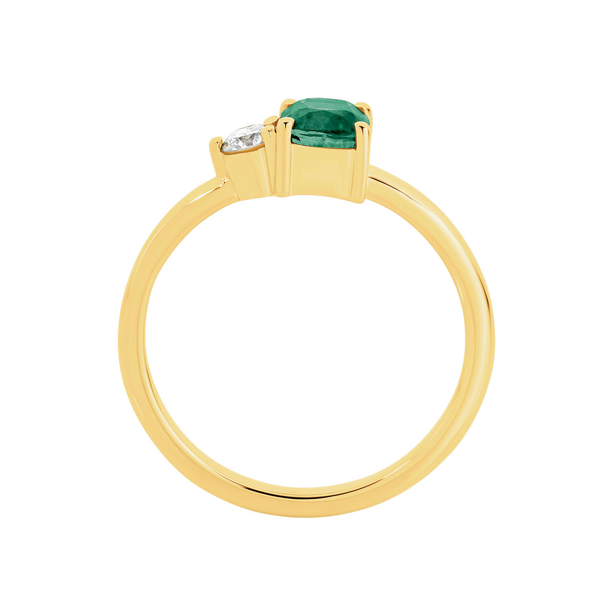 18ct Yellow Gold Emerald Diamond Ring