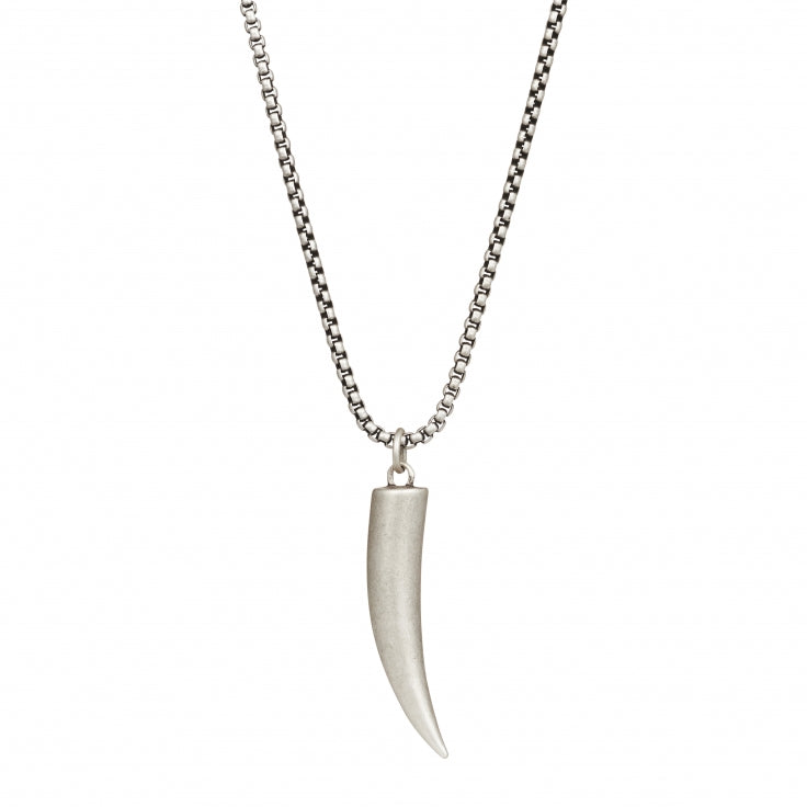 Antique Stainless Steel Shark's Tooth Pendant and Chain