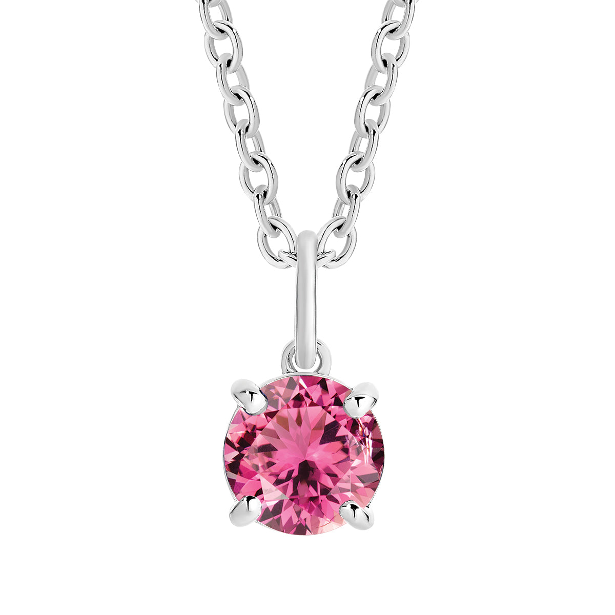 9ct White Gold Pink Tourmaline Pendant