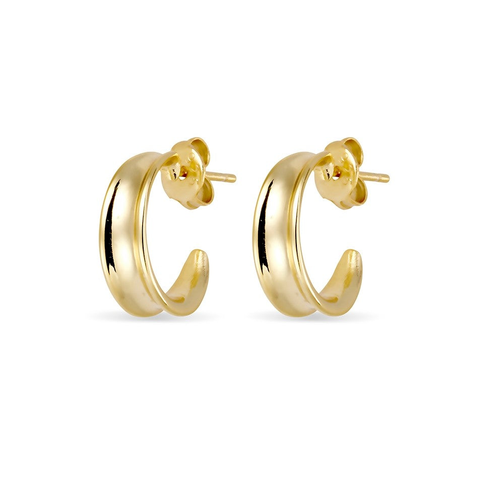 Gold Plated Concave Hoop Earrings