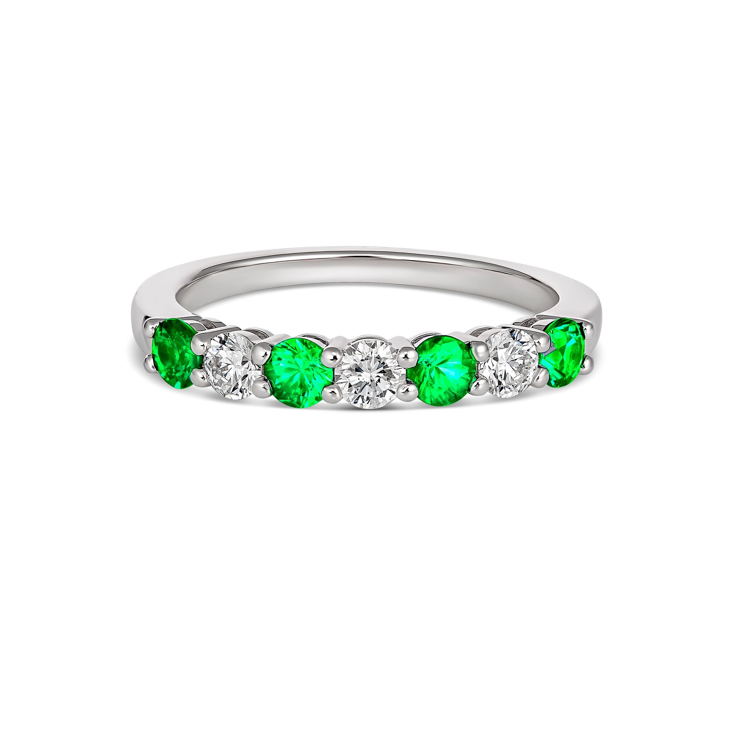 18ct White Gold Natural Emerald and Diamond Ring