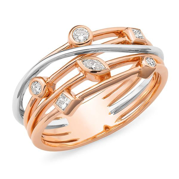 0.21ct Diamond Bezel Set Dress Ring in 9ct Rose & White Gold