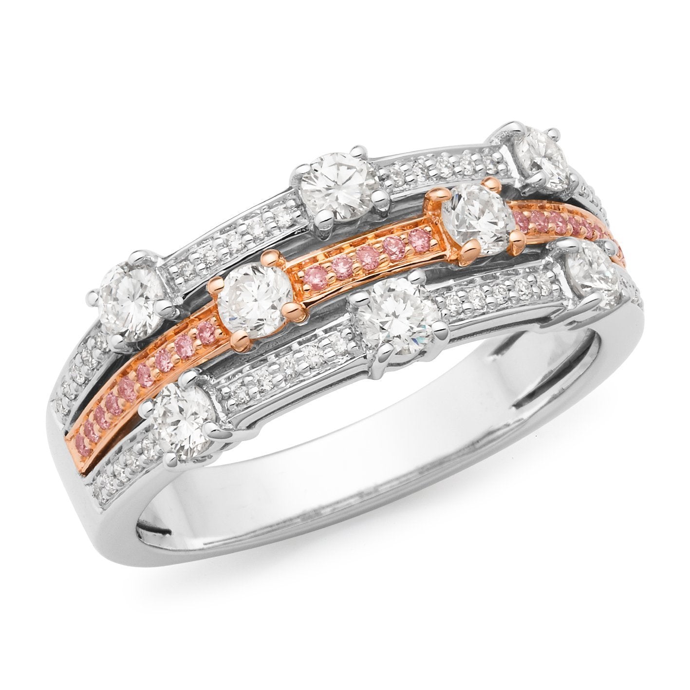 PINK CAVIAR 0.955ct Pink Diamond Ring in 9ct Rose & White Gold