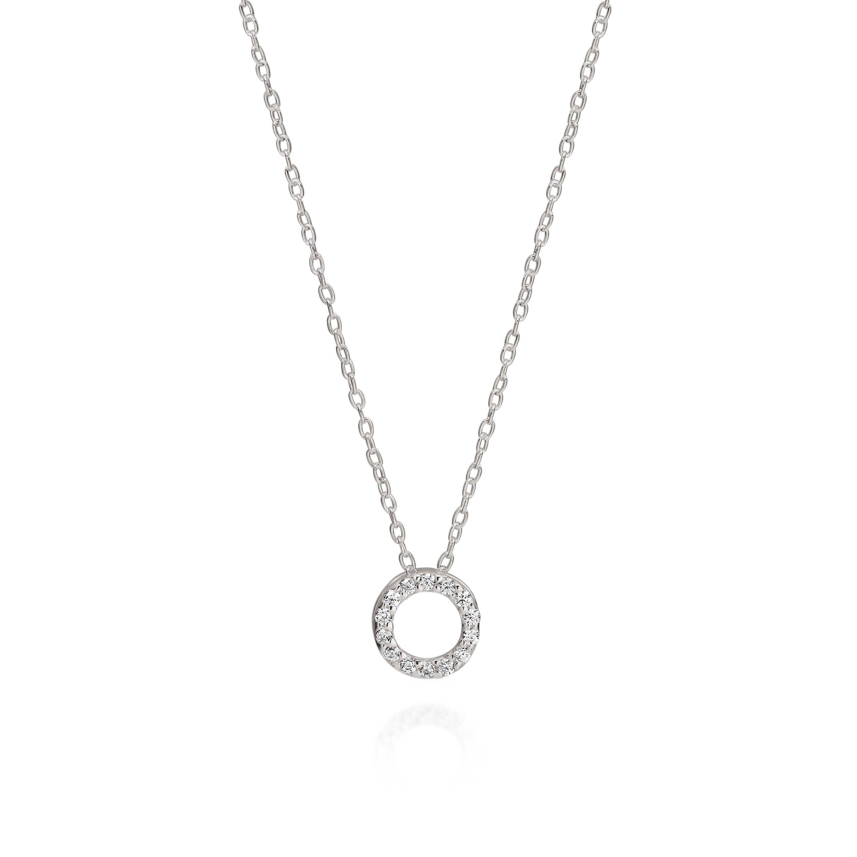 Sterling Silver Cubic Zirconia Circle Slider on Chain