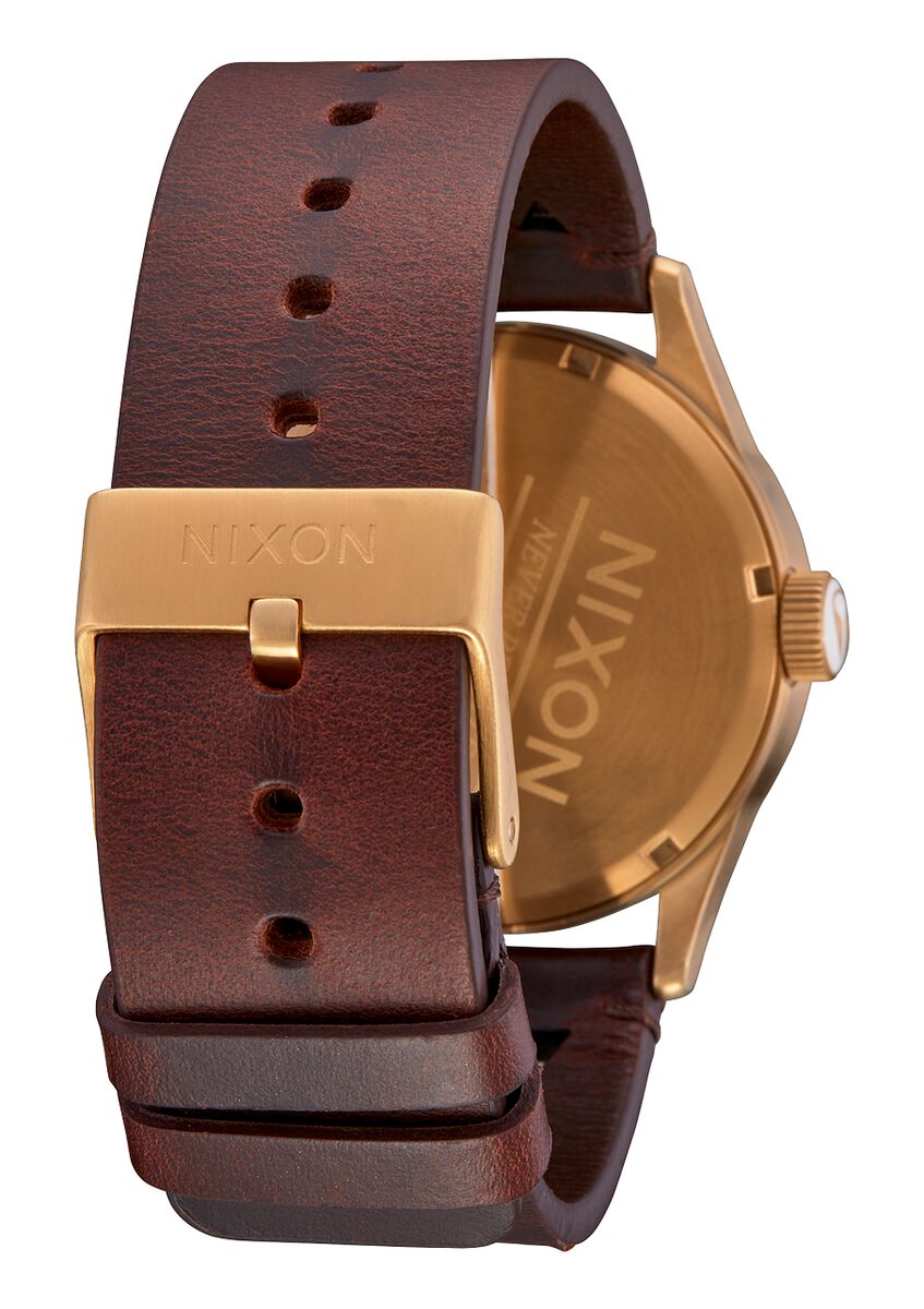 Nixon 42mm Indigo/ Gold Sentry Leather Watch