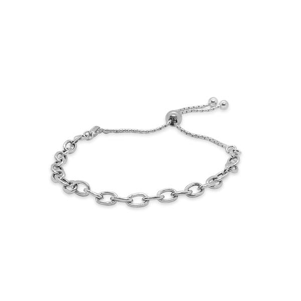Sterling Silver Oval Link Chain Lariat Bracelet
