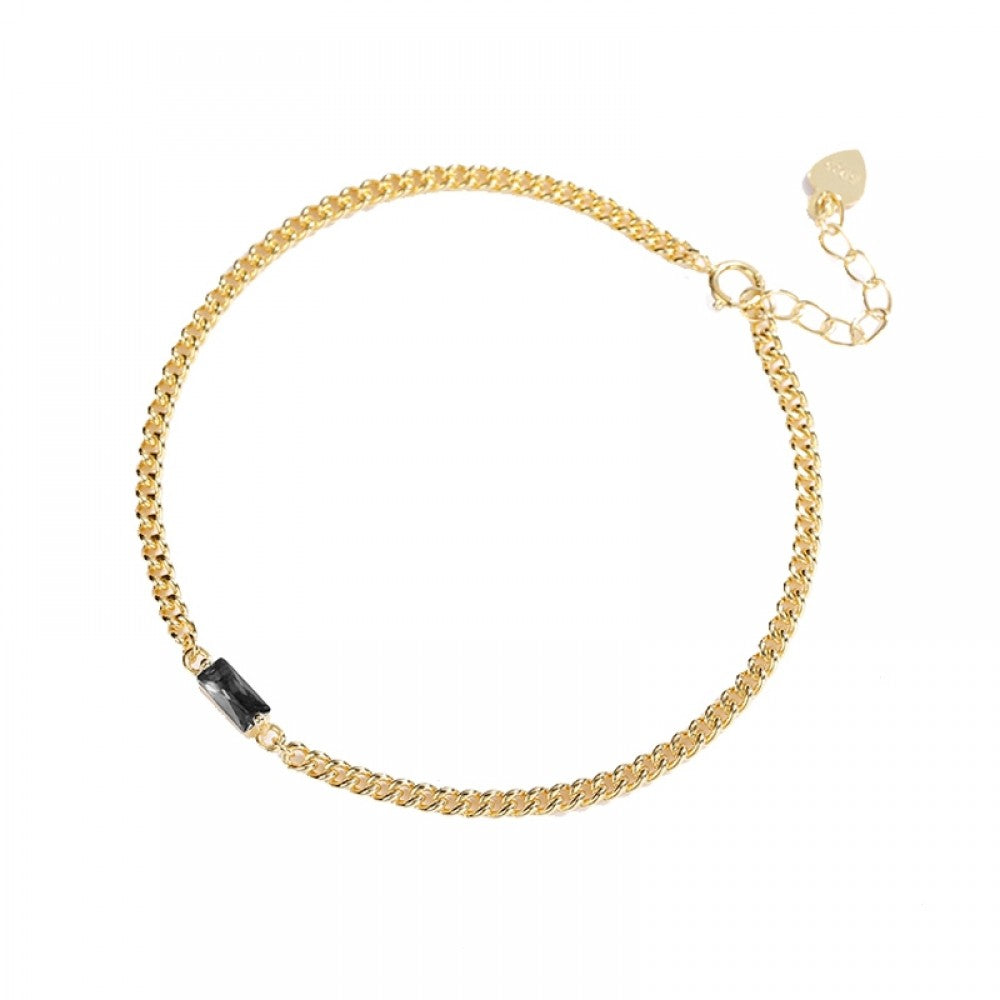 Gold Plated Stone Set Curb Link Bracelet